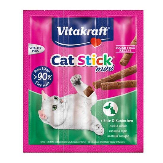 Vitakraft cat stick mini, pato & conejo 18g 3 u