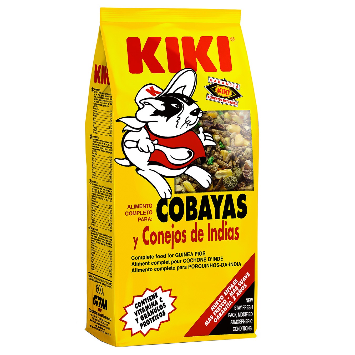 Kiki bolsas alimento cobayas-conejos indias 800g