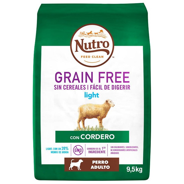 Nutro grain free adulto light cordero 9,5 kg