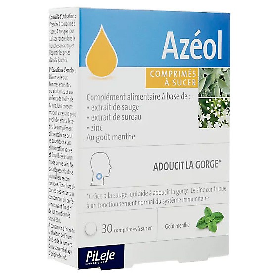 Pileje Azeol garganta 30 comprimidos