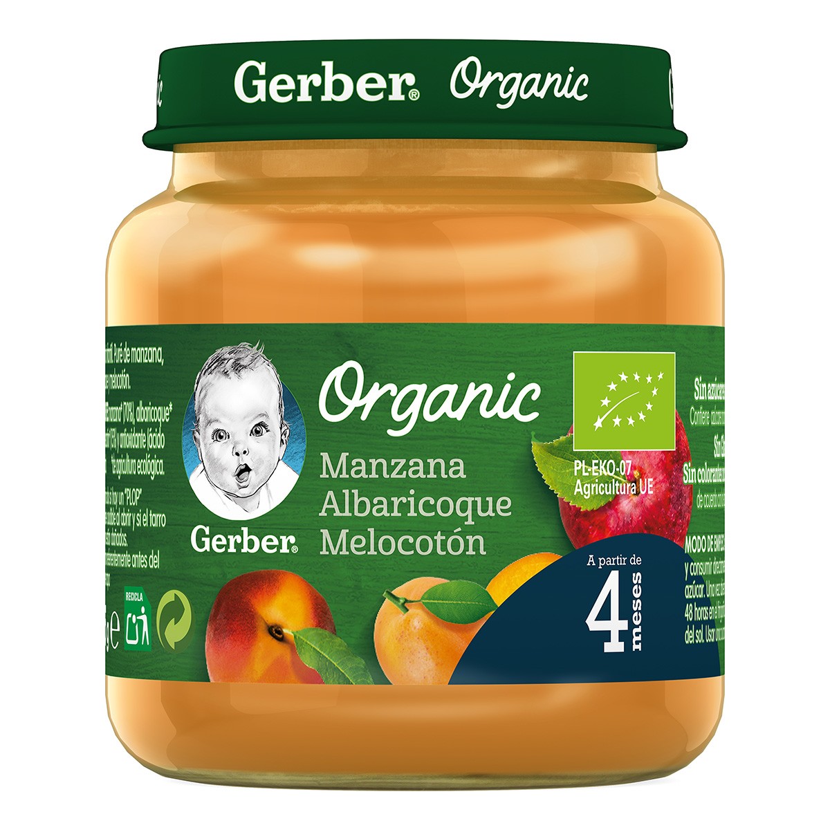 Nestle gerber organic manzana, albaricoque y melocotón 125g