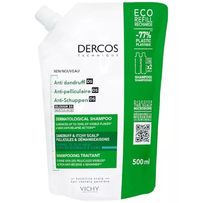 Vichy dercos champú ecorefill caspa grasa 500ml