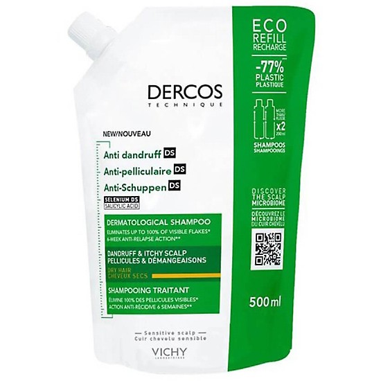 Vichy Dercos Champú ecorefill caspa seca 500ml