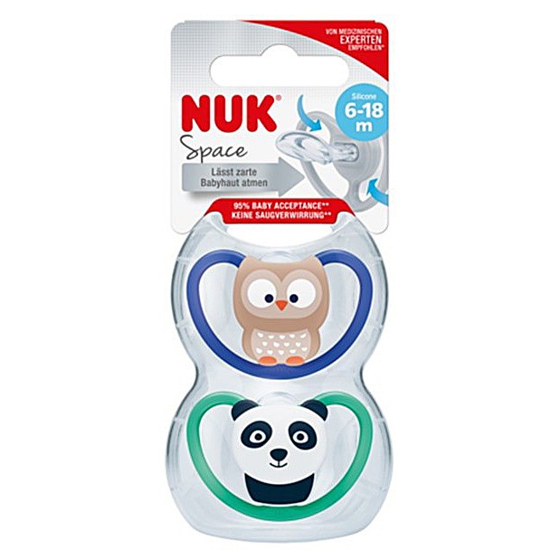 Nuk Space chupete de silicona 6 - 18 meses 2u