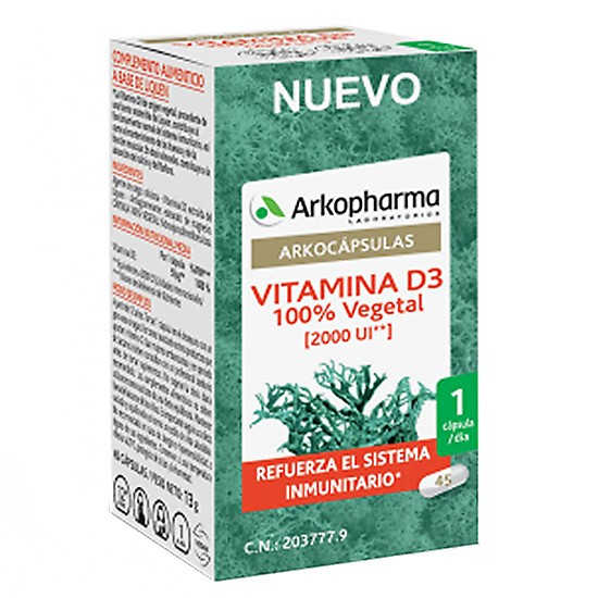 Arkopharma vitamina D3 45 cápsulas