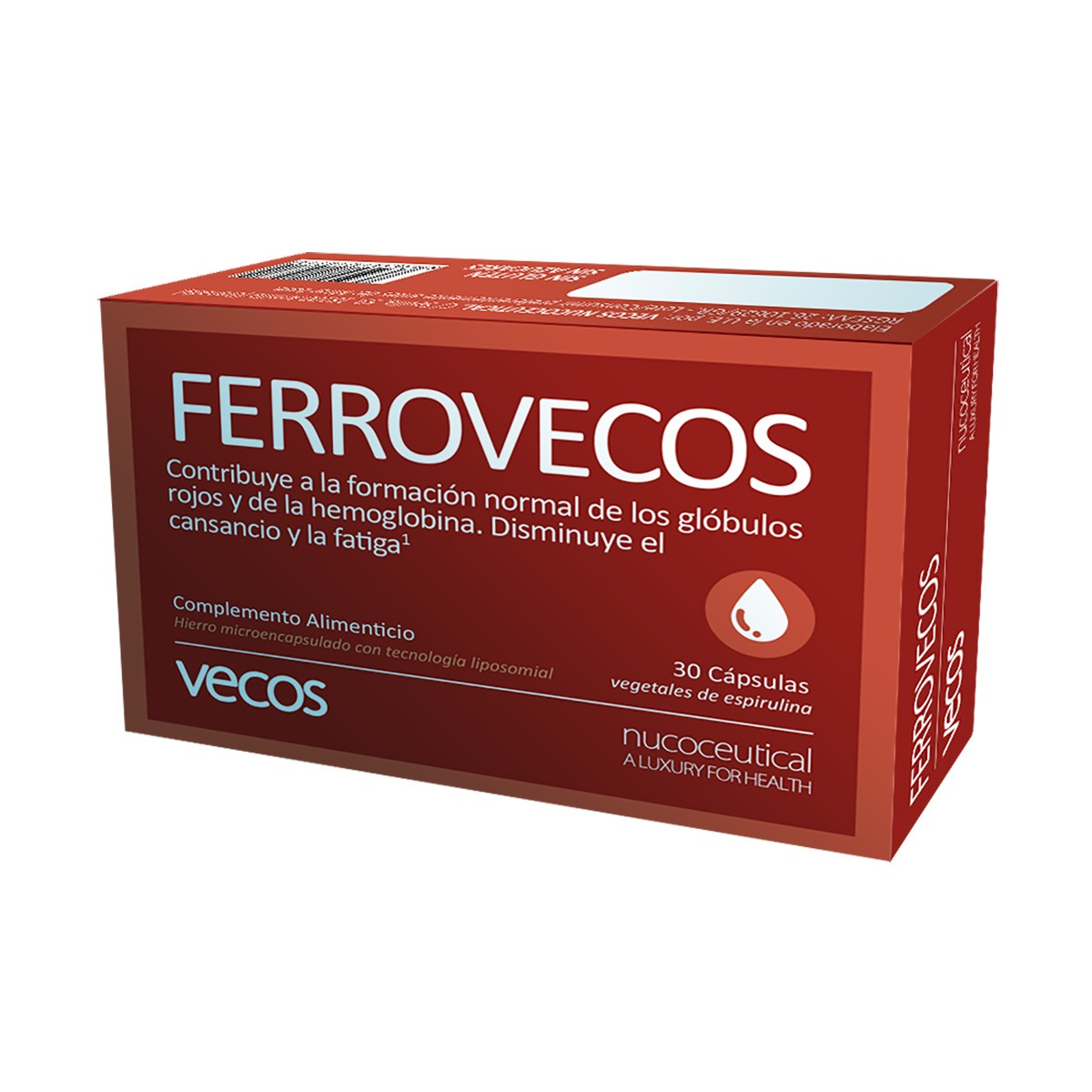 Vecos Nucoceutical Ferrovecos complemento alimenticio de hierro microencapsulado en cápsulas