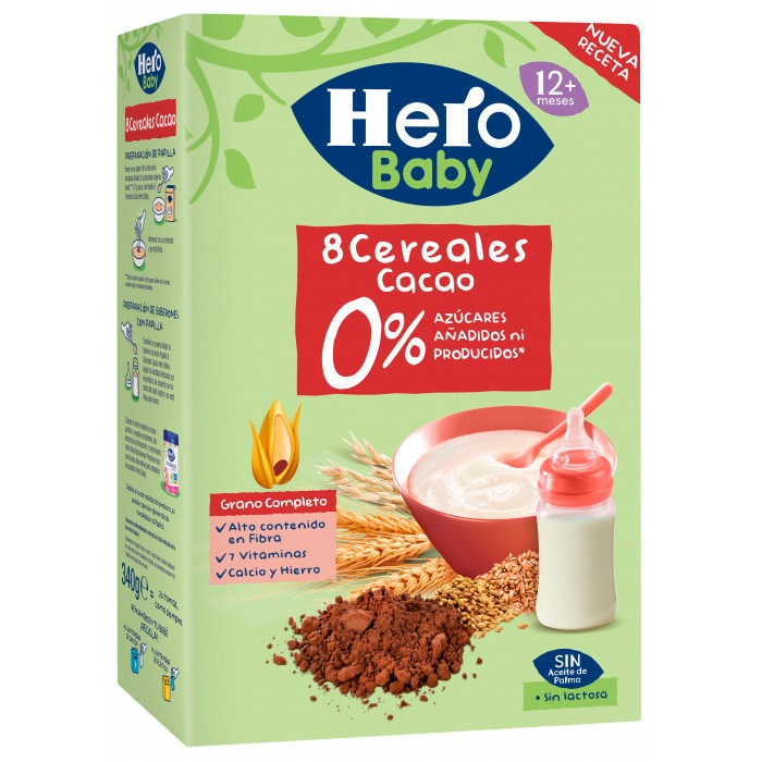 Hero Baby papilla 8 cereales cacao 340g